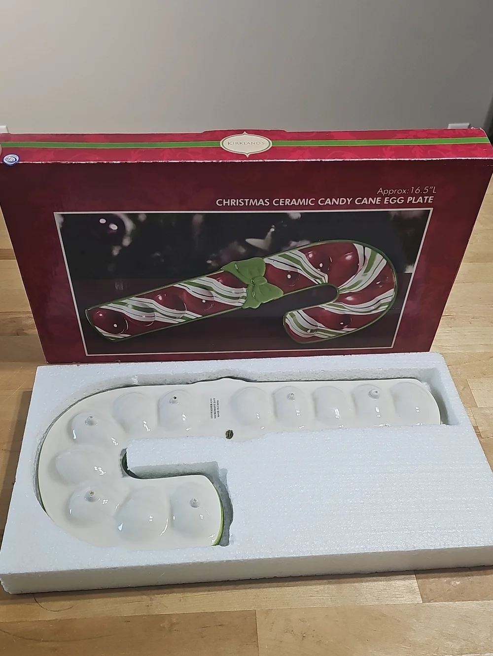 Christmas Ceramic Candy Cane Deviled Egg Plate